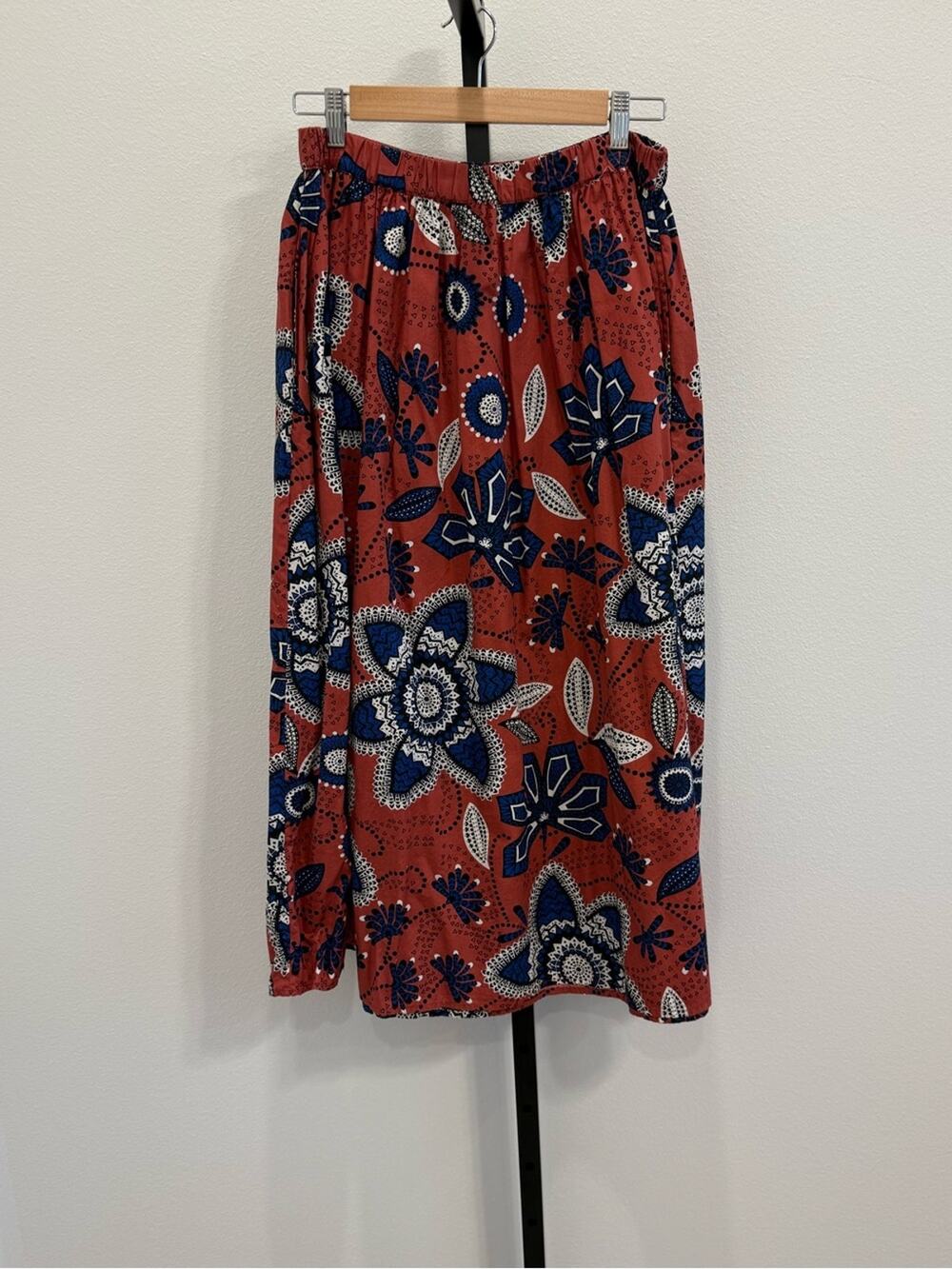 Sundry x Evereve Exploded Floral Cotton Midi Skirt Medium Office Boho Cottage